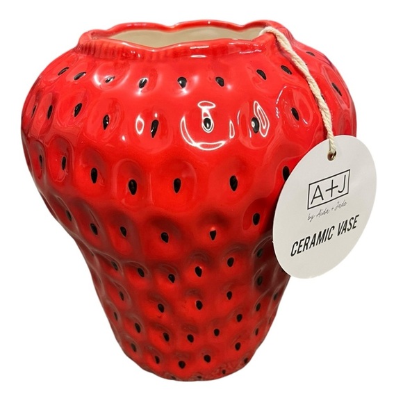 Aida + Jade Other - NWT Aida + Jade Red Strawberry Ceramic Glazed Vase